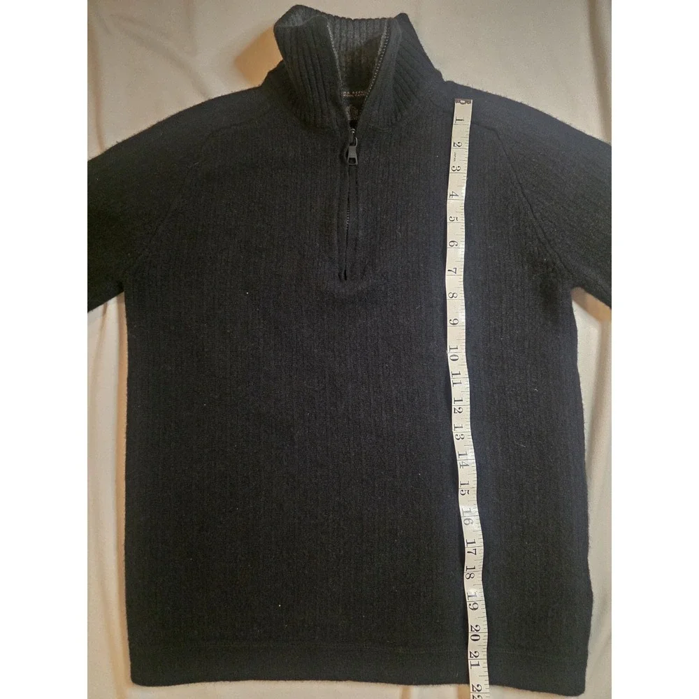 Vintage Banana Republic 1/4 zip Sweater Mens Size M Black Lambs Wool & Cashmere